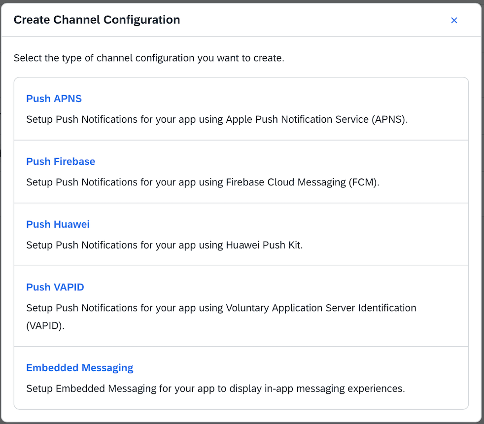Channel Selection Dialog
