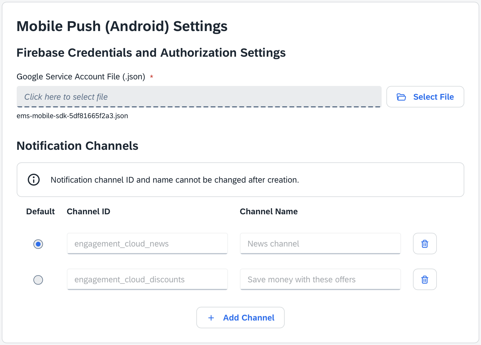 Push Channel with input